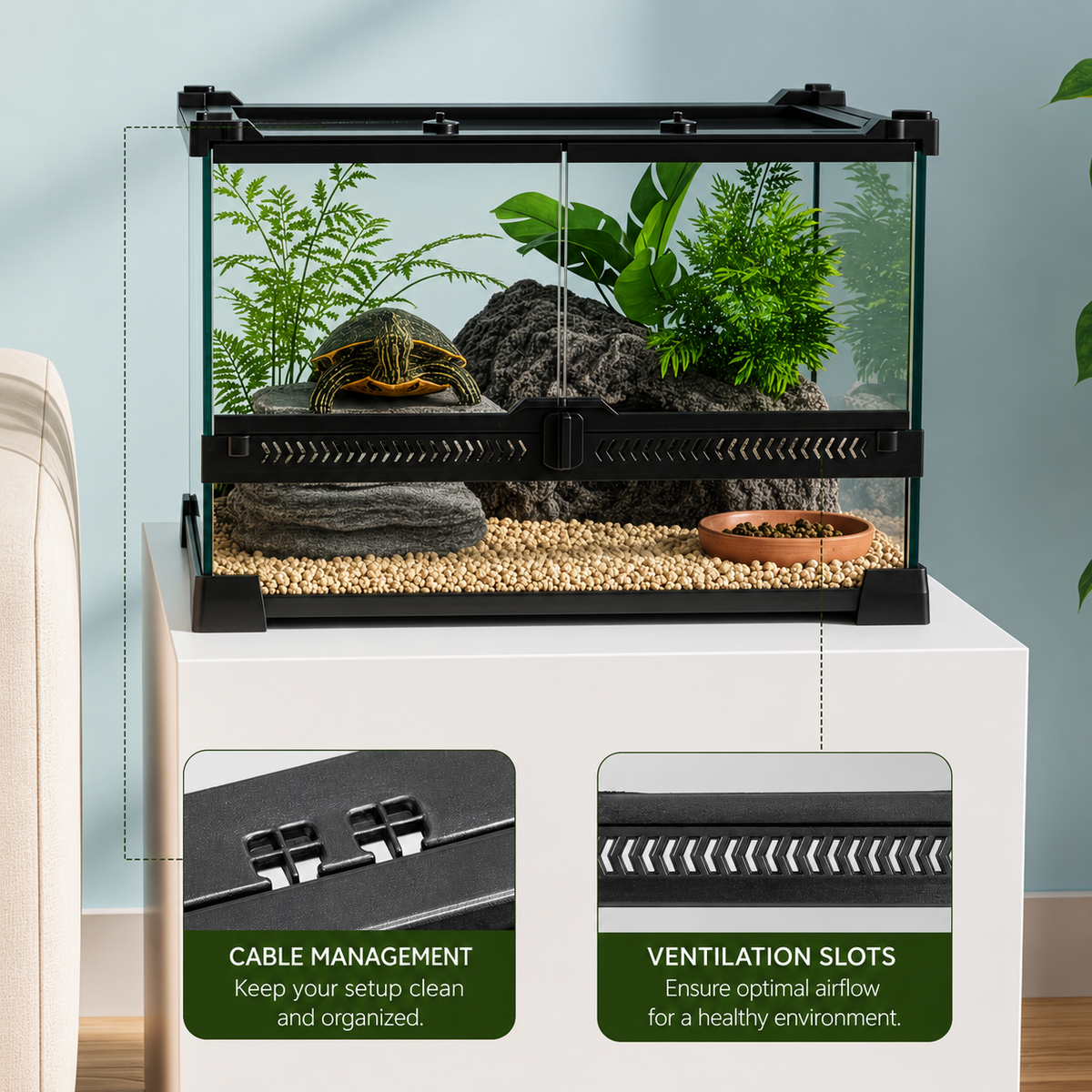 Premium Glass Terrarium for Reptiles & Amphibians
